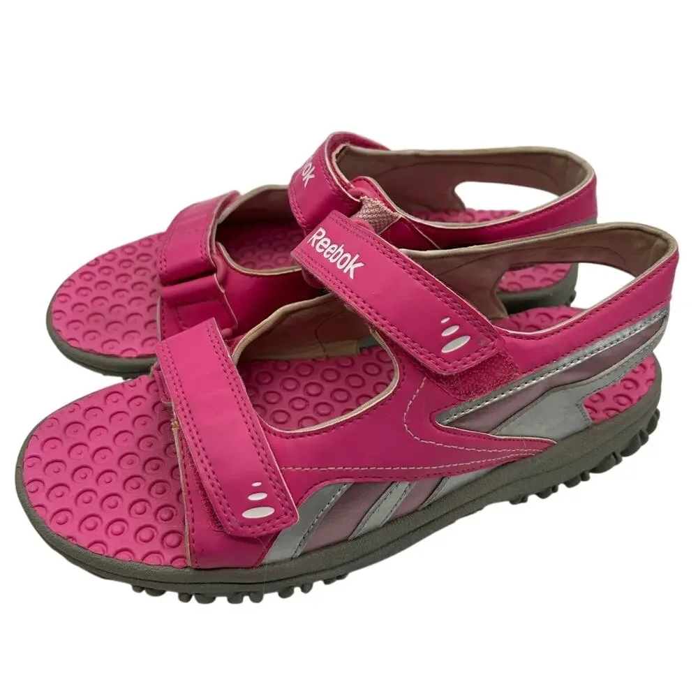 Reebok Wave Glider III Kids Sport Sandals SIZE 5 Pink Gray Hook & Loop Beach